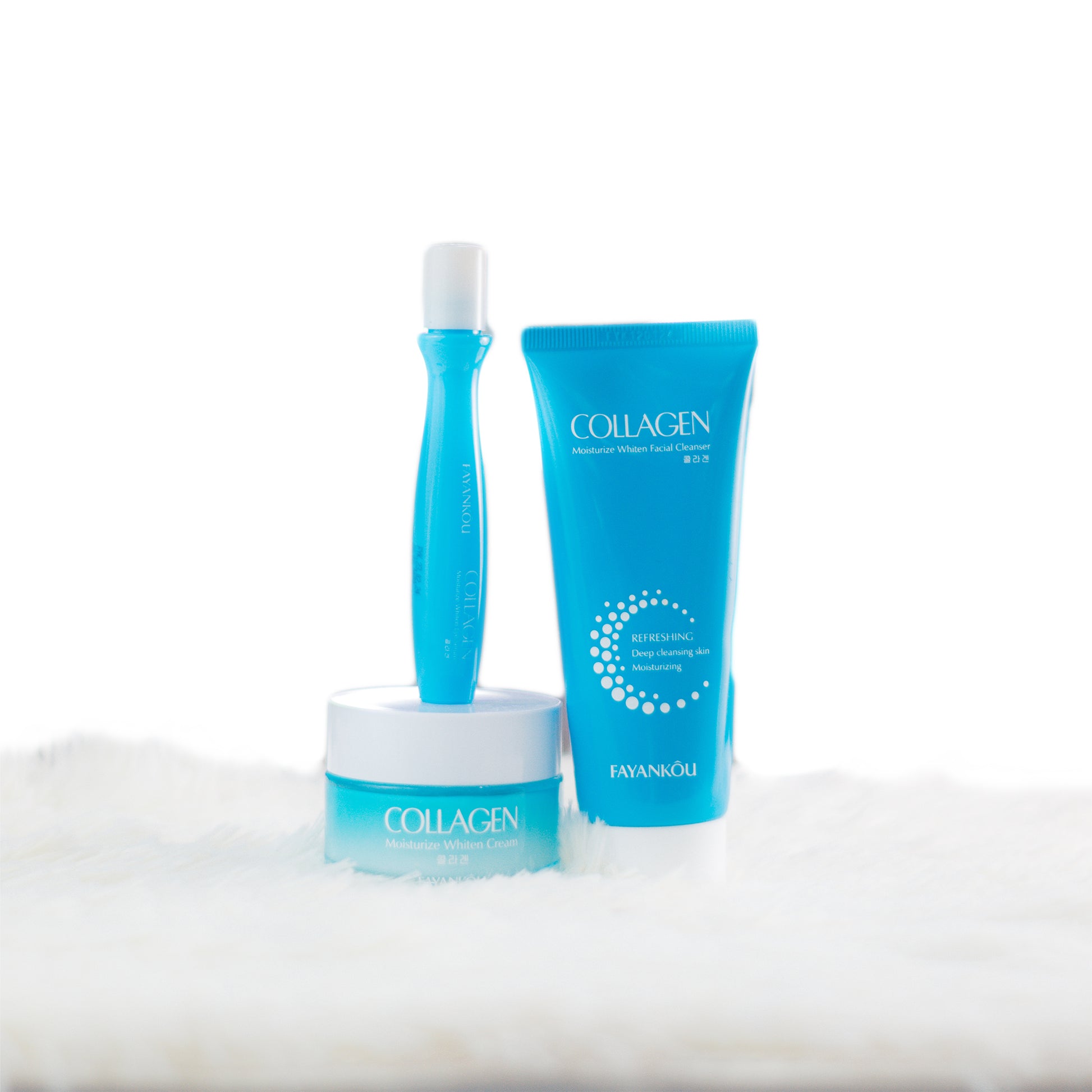 Combo Colágeno FAYANKÓU – Limpiadora, Contorno de Ojos y Crema Facial | Hidratación & Rejuvenecimiento