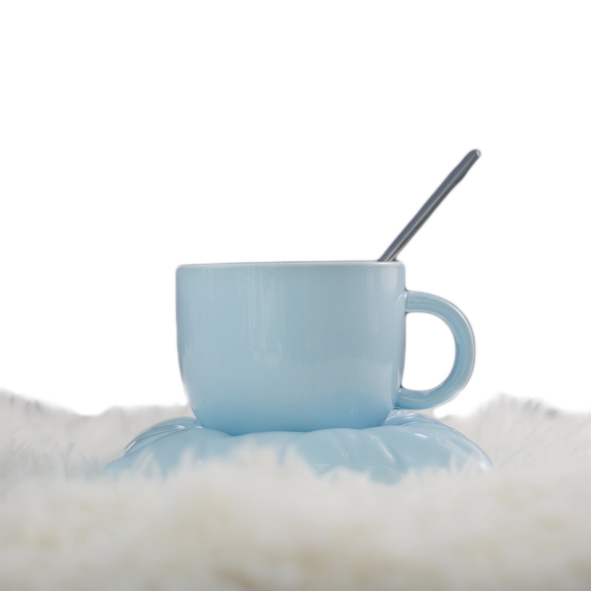 Posillo Azul con Cuchara | Taza de Té Estilo Celestial