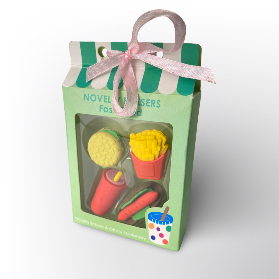 Borrador en caja con emotivo de comida rápida