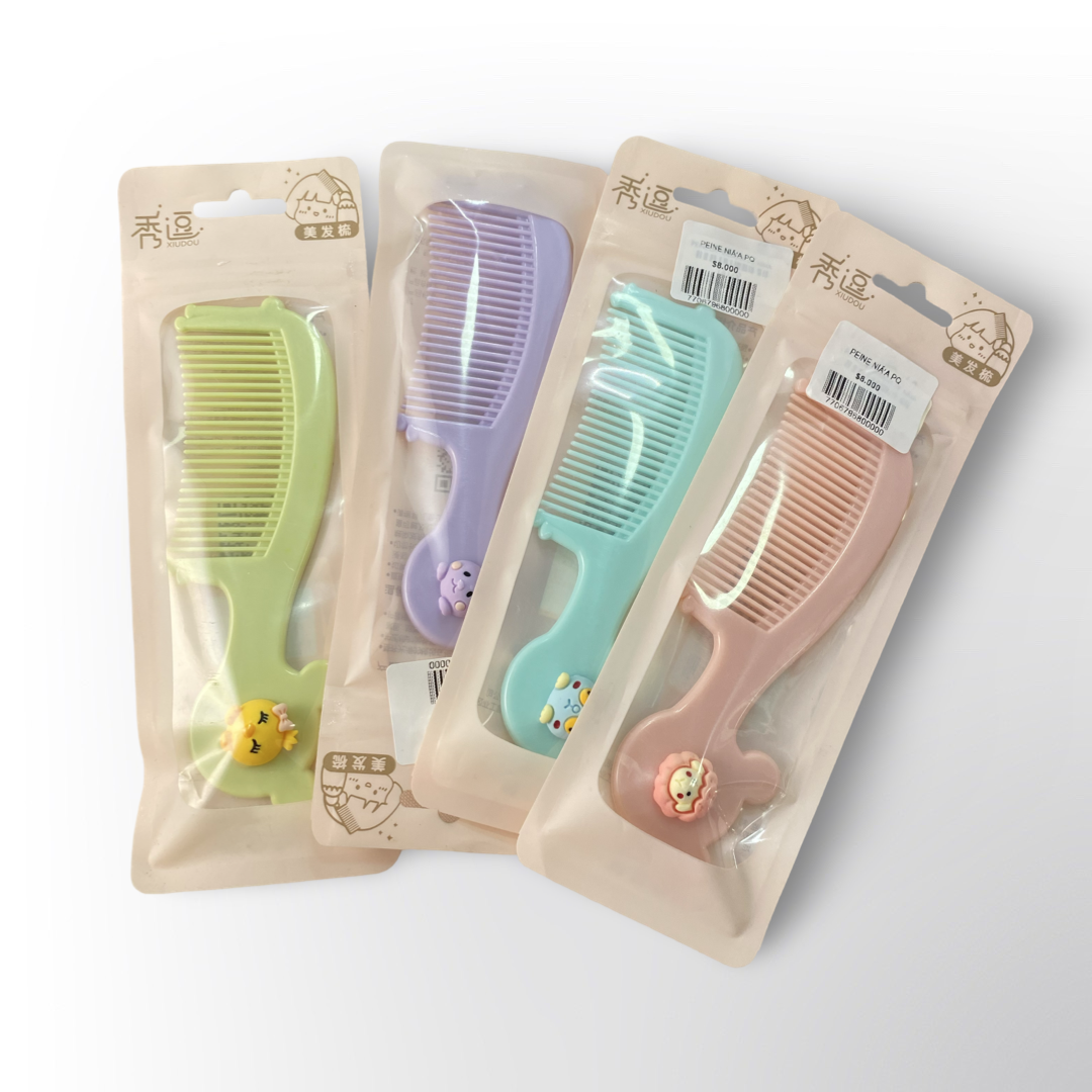 Peine Infantil de Plástico con Dibujos Animados – Colores Pastel Antiestático
