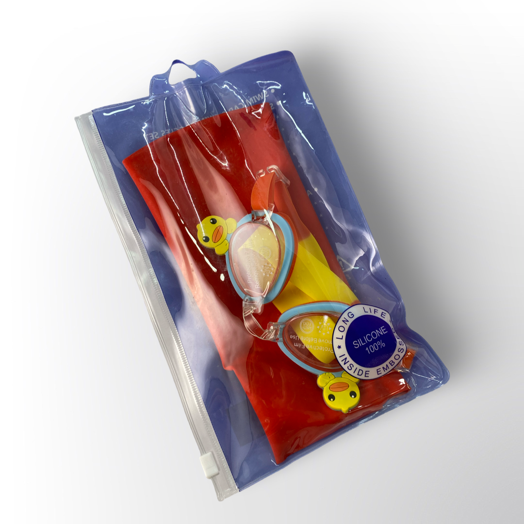 Set de Natación Infantil con Gafas y Gorro de Silicona – Cómodo, Seguro y Divertido