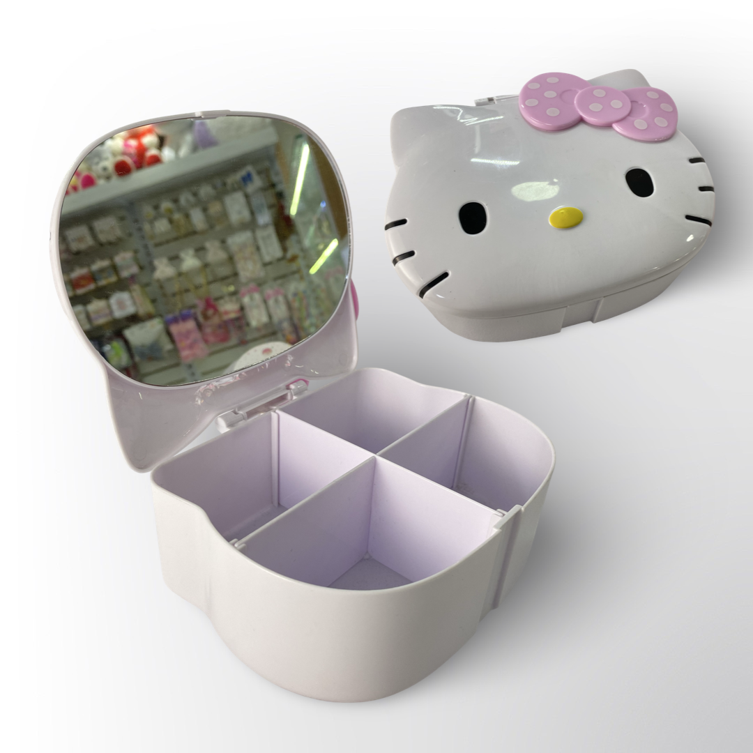 Organizador de Joyería Hello Kitty con Espejo y 4 Compartimentos