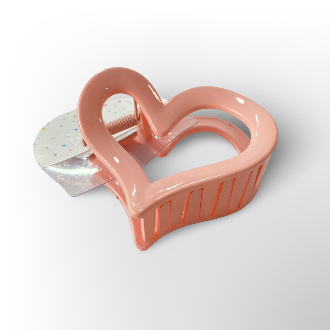 Pinza Caimán para Cabello Corazón Grande Colores Pastel (Surtido)