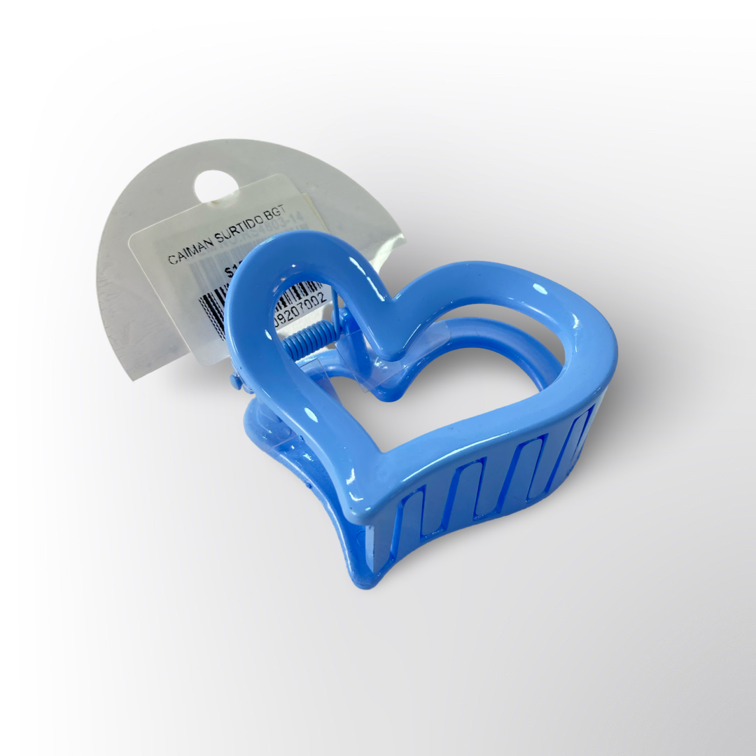 Pinza Caimán para Cabello Corazón Grande Colores Pastel (Surtido)