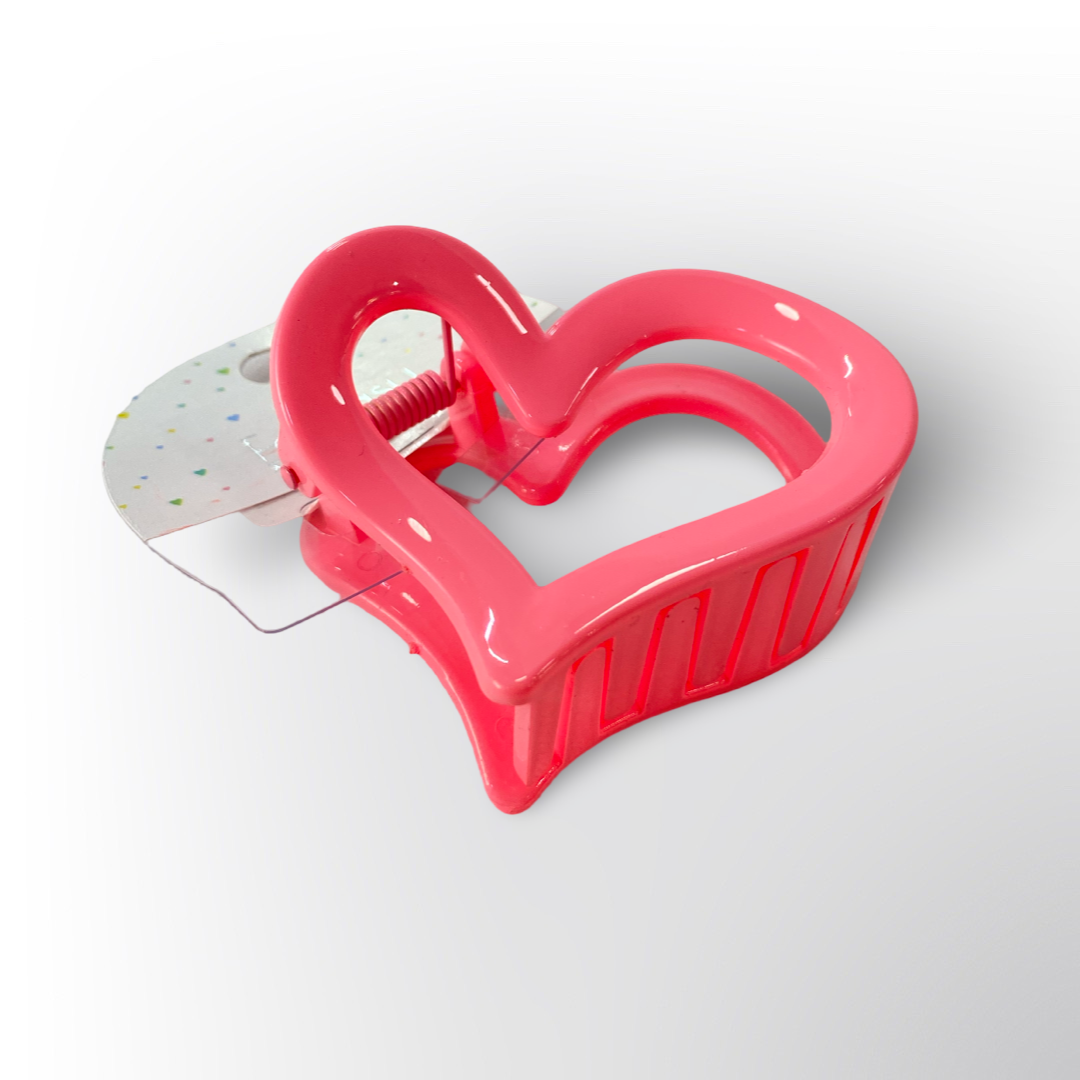 Pinza Caimán para Cabello Corazón Grande Colores Pastel (Surtido)