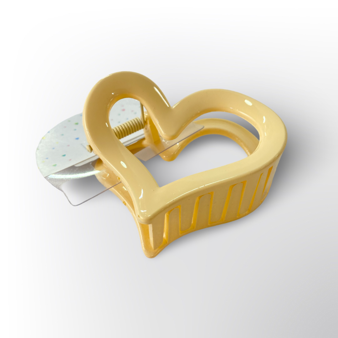 Pinza Caimán para Cabello Corazón Grande Colores Pastel (Surtido)