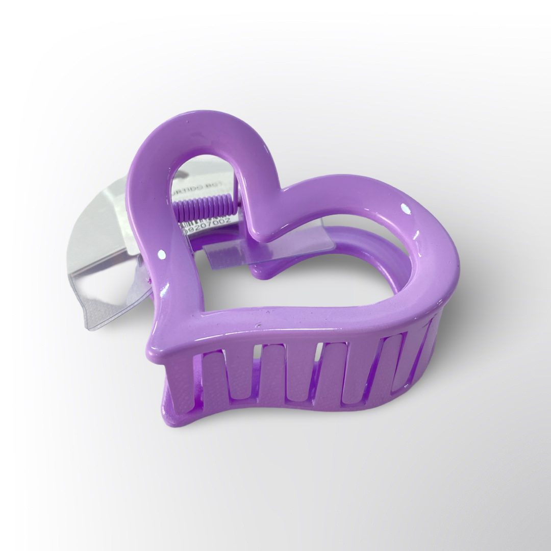Pinza Caimán para Cabello Corazón Grande Colores Pastel (Surtido)