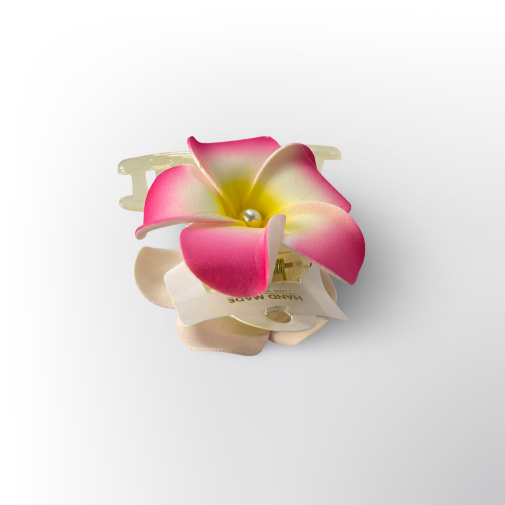 Pinza Caimán Pequeña Flor de Plumeria (Estilo Hawaiano Surtido)