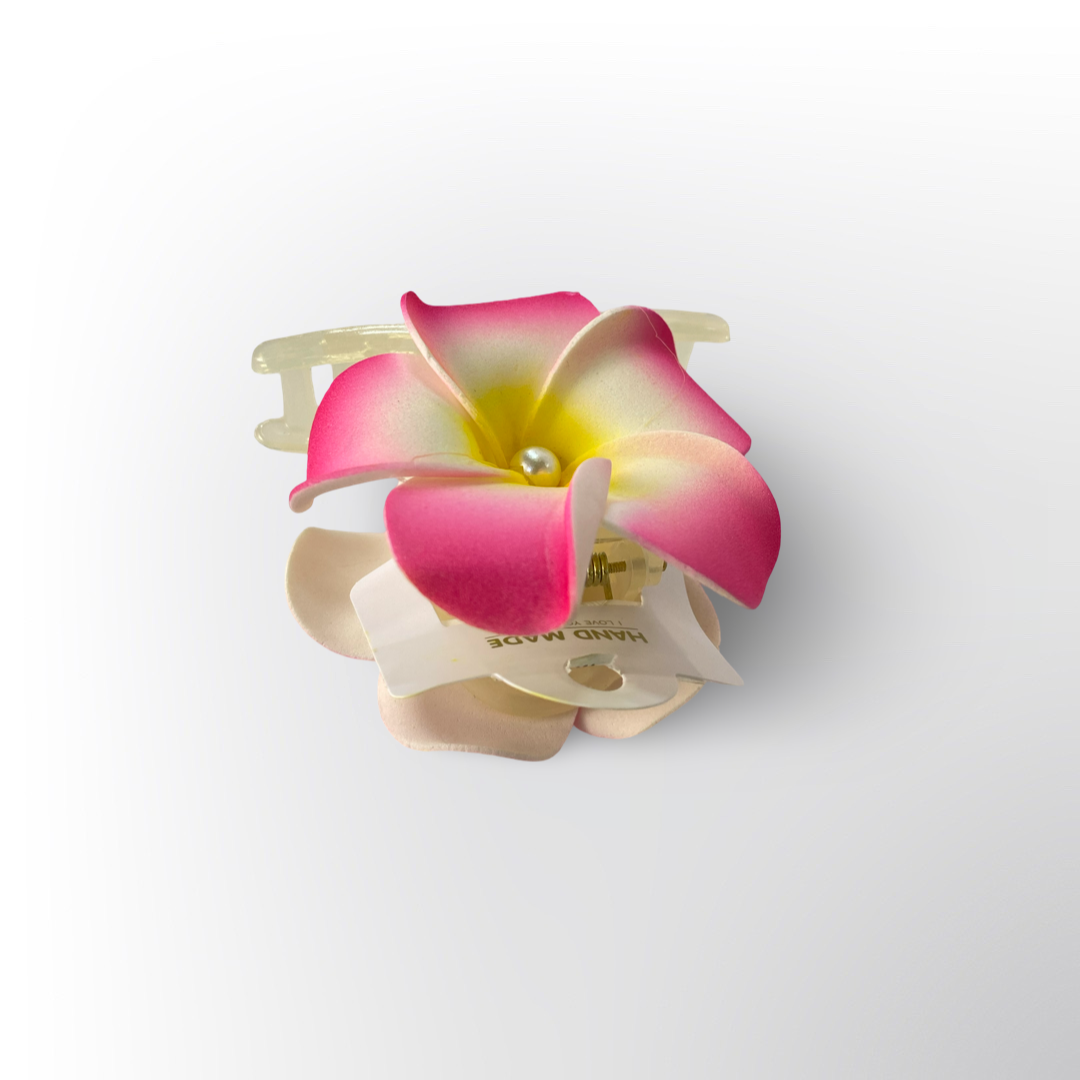 Pinza Caimán Pequeña Flor de Plumeria (Estilo Hawaiano Surtido)