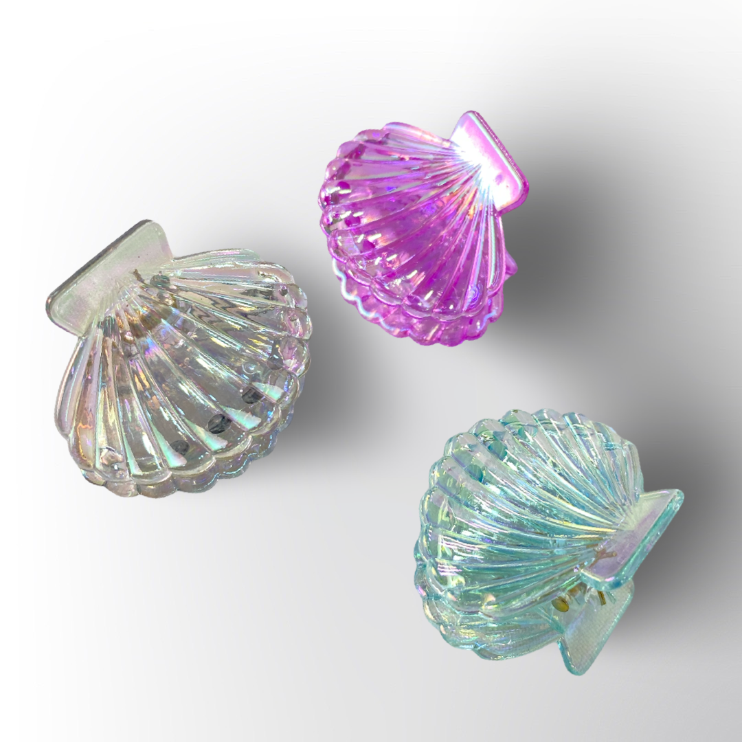 Mini Pinzas para Cabello Conchas Tornasol (Iridescentes)