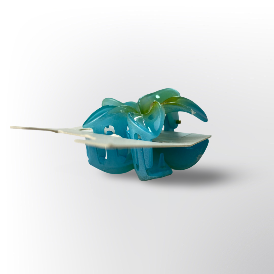 Pinza Mini Caimán Flor de Plumeria Acrílico Brillante (Surtido)