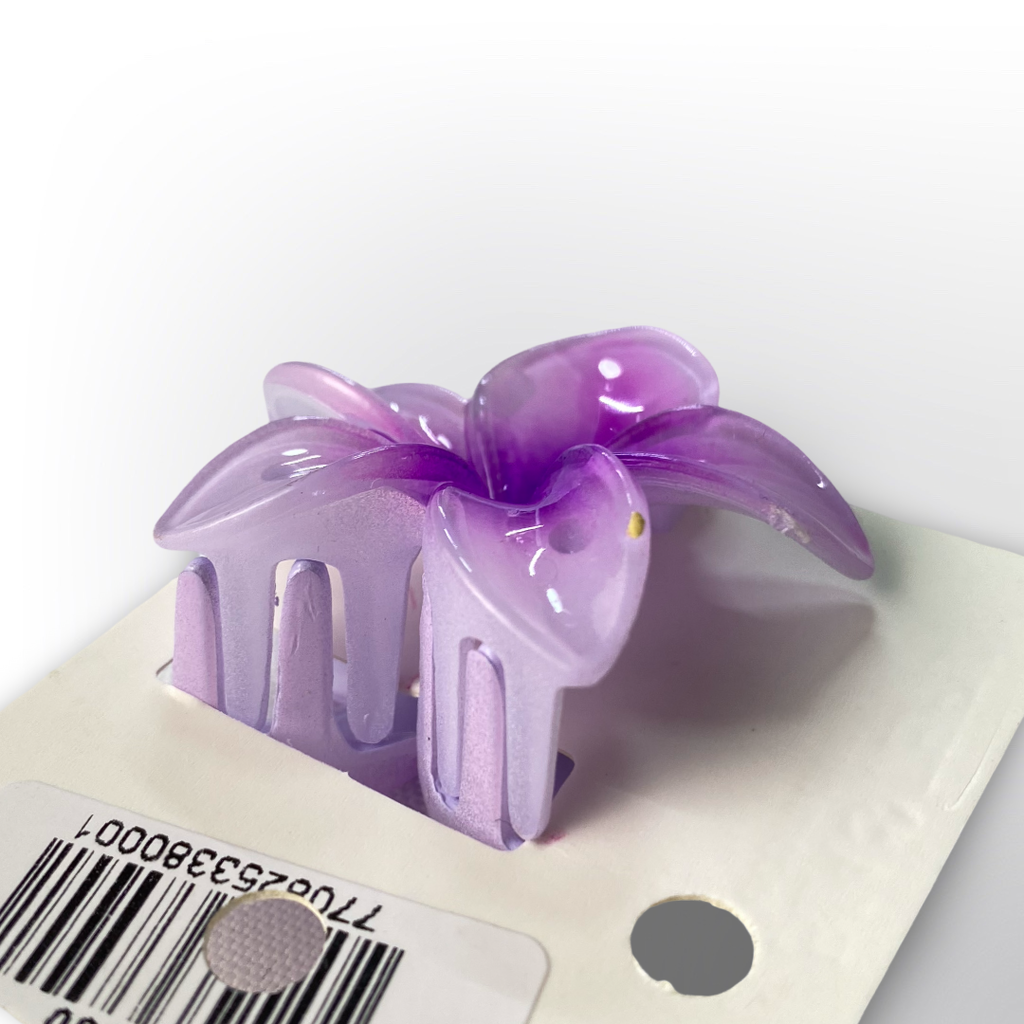 Pinza Mini Caimán Flor de Plumeria Acrílico Brillante (Surtido)