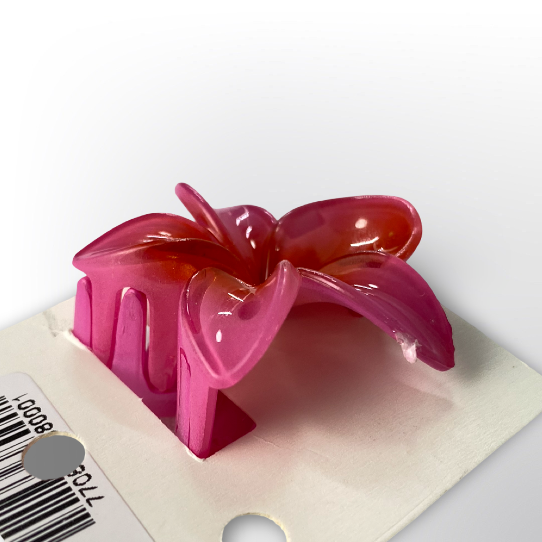 Pinza Mini Caimán Flor de Plumeria Acrílico Brillante (Surtido)