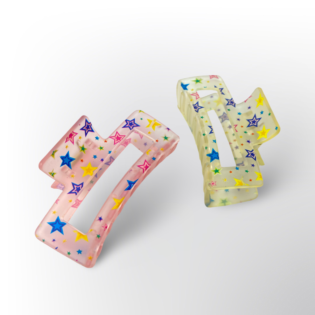 Pinza Caimán Rectangular de Estrellas de Colores (Estilo Y2K Surtido)