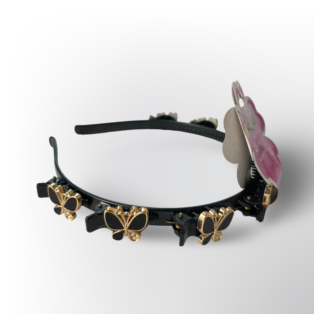 Diadema con Pinzas para Cabello Trenzado | Peineta de Doble Flequillo con Decoración de Mariposas, Flores y Perlas