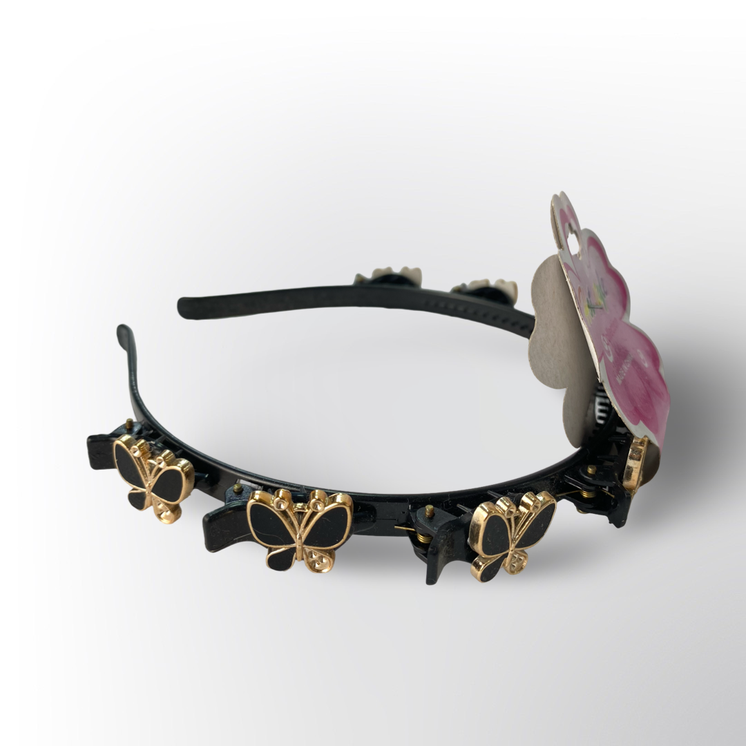 Diadema con Pinzas para Cabello Trenzado | Peineta de Doble Flequillo con Decoración de Mariposas, Flores y Perlas