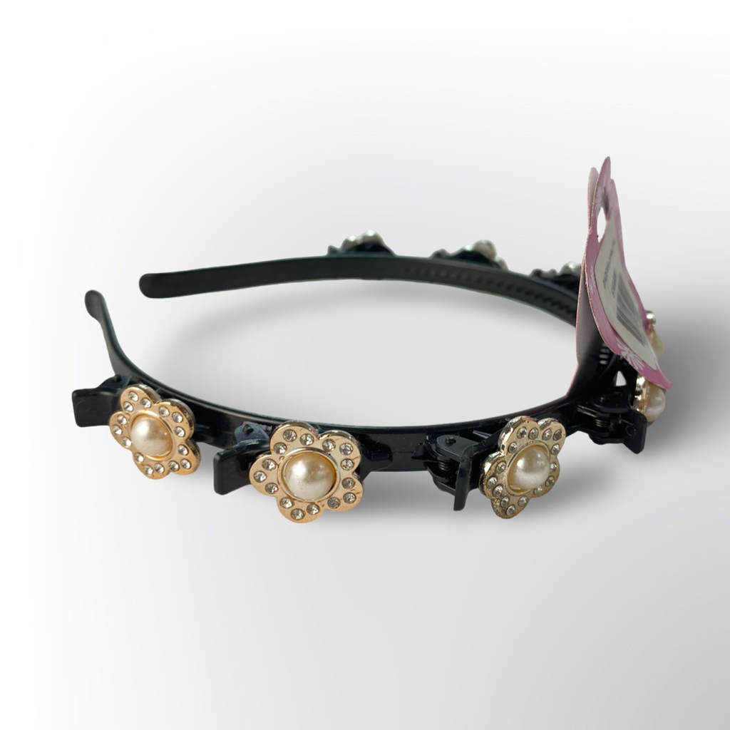 Diadema con Pinzas para Cabello Trenzado | Peineta de Doble Flequillo con Decoración de Mariposas, Flores y Perlas