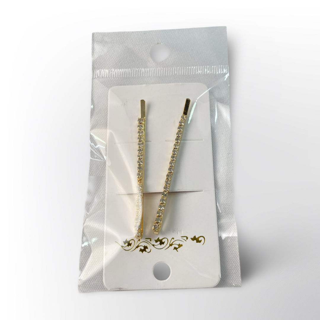 Hebillas Doradas Finas ✨ – Set x2 con detalle brillante, perfectas para un toque elegante en el peinado.