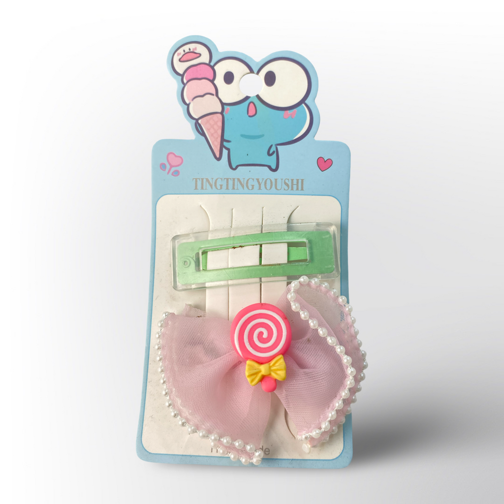 Ganchitos con Lazo de Tul y Dulce en el Centro 🍭✨ – Disponibles en 2 Colores