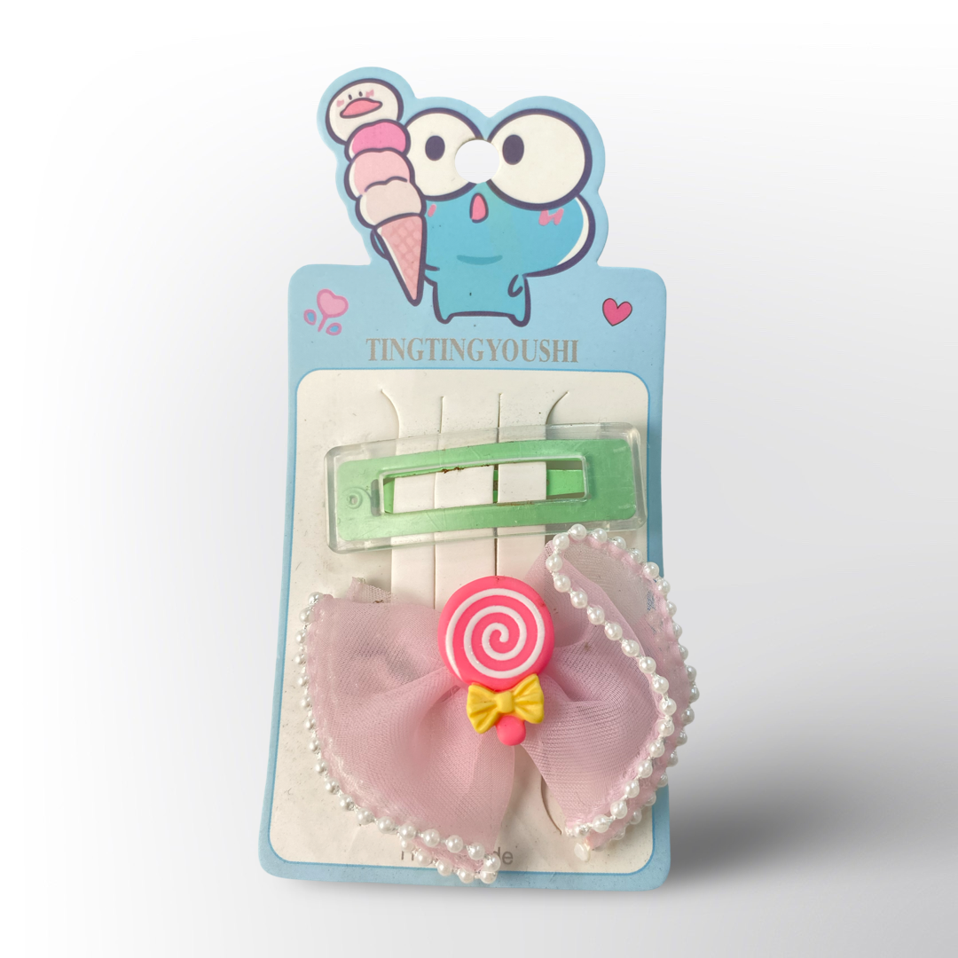 Ganchitos con Lazo de Tul y Dulce en el Centro 🍭✨ – Disponibles en 2 Colores