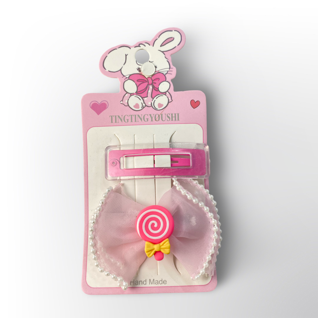 Ganchitos con Lazo de Tul y Dulce en el Centro 🍭✨ – Disponibles en 2 Colores