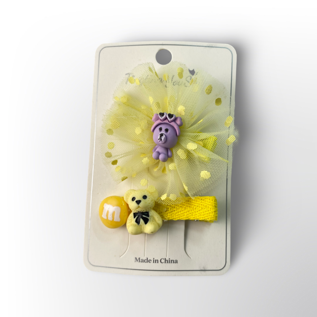 Set de Ganchitos con Osito y Moño de Tul 🧸✨ – Disponibles en 2 Colores