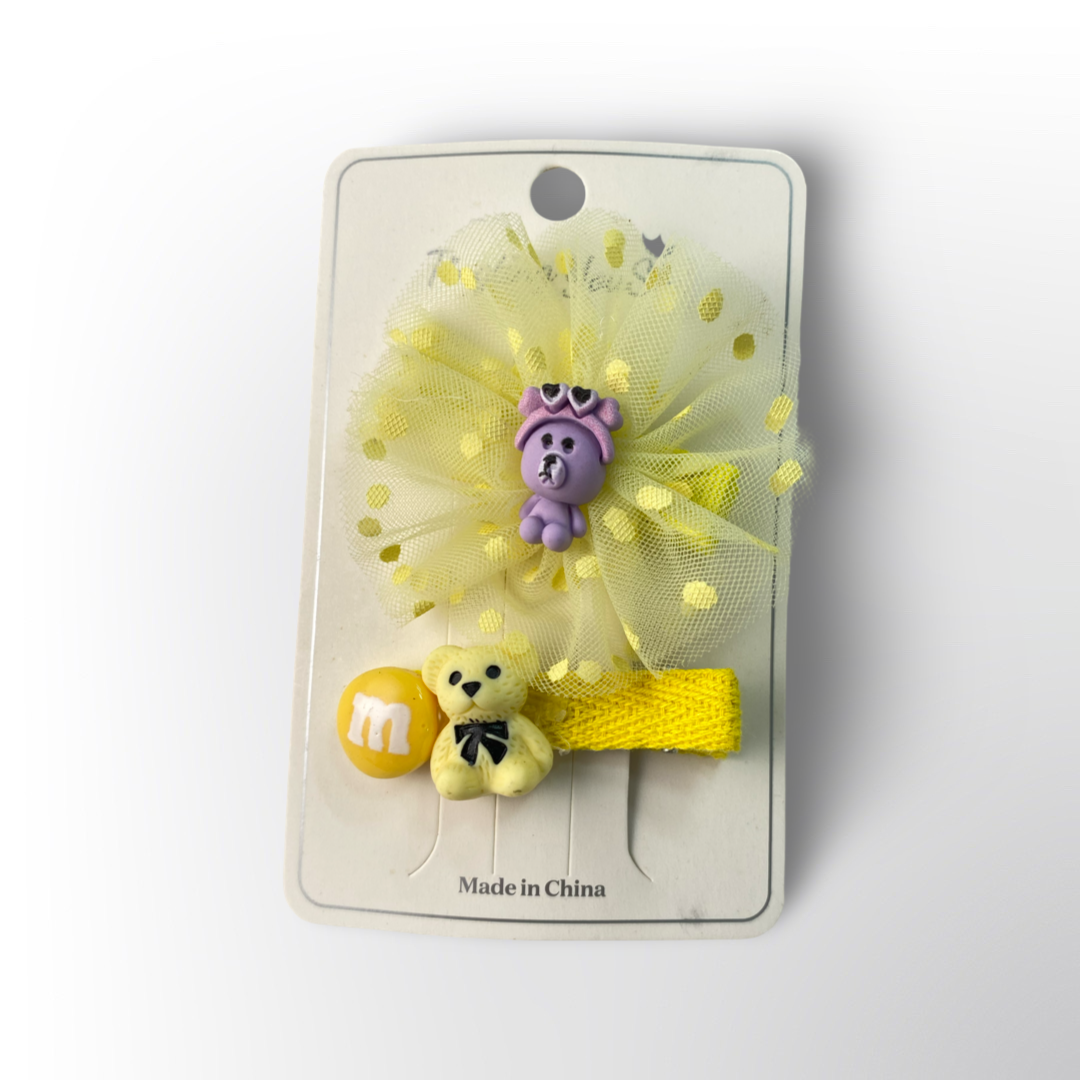 Set de Ganchitos con Osito y Moño de Tul 🧸✨ – Disponibles en 2 Colores