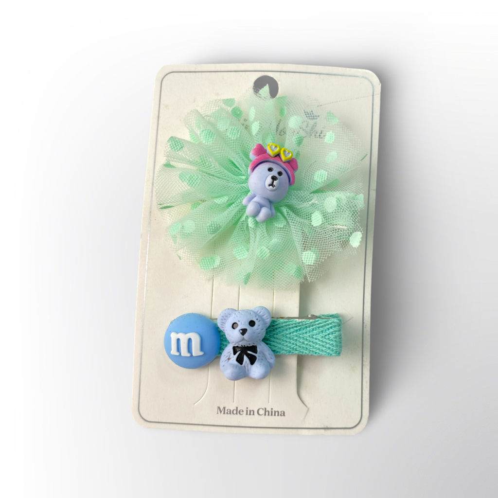 Set de Ganchitos con Osito y Moño de Tul 🧸✨ – Disponibles en 2 Colores