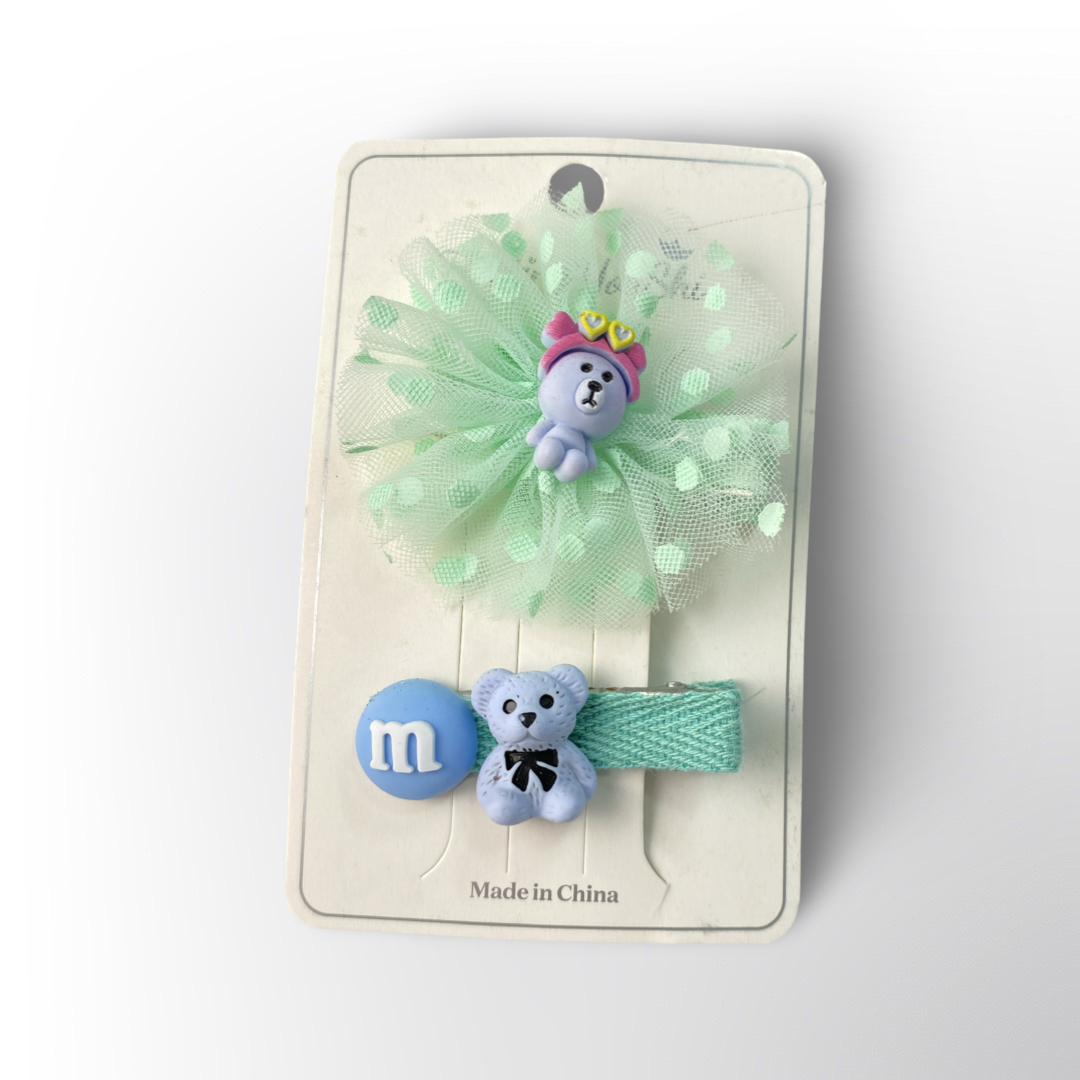 Set de Ganchitos con Osito y Moño de Tul 🧸✨ – Disponibles en 2 Colores