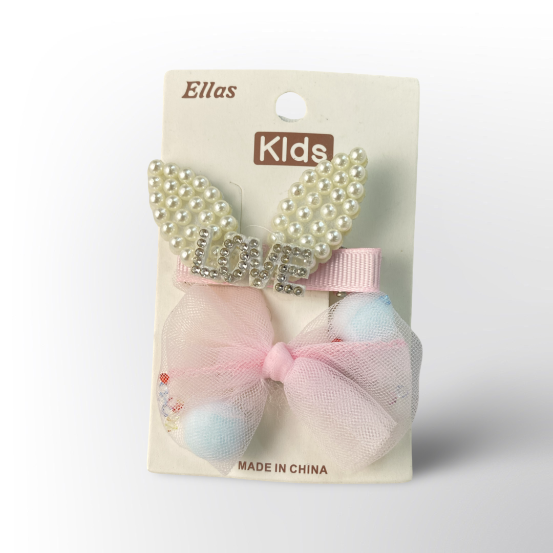 Set de Ganchitos con Moño de Tul y Clip con Perlas ✨ – Disponibles en 2 Colores