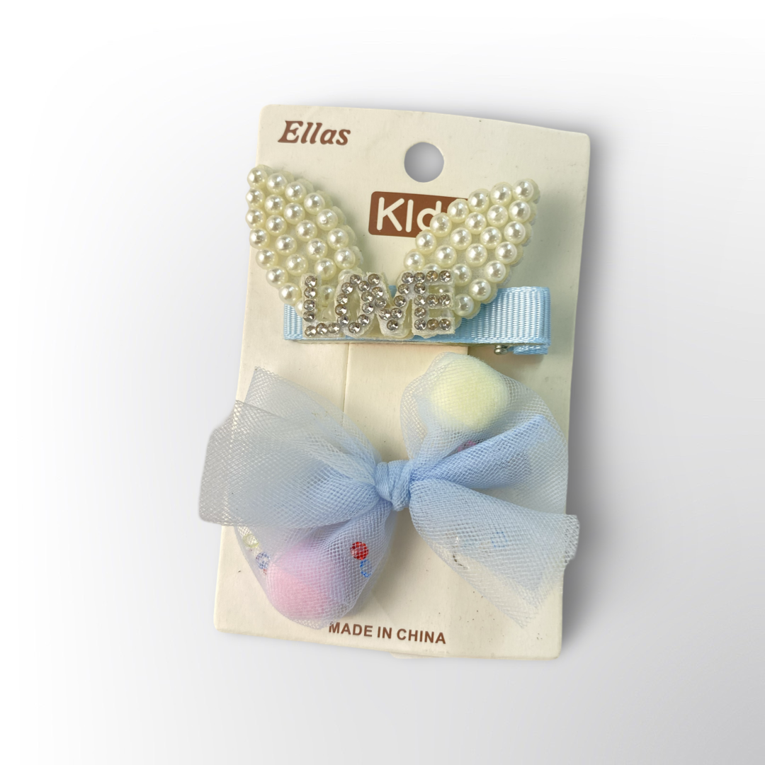 Set de Ganchitos con Moño de Tul y Clip con Perlas ✨ – Disponibles en 2 Colores