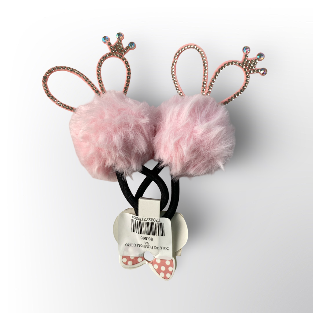 Moñas con Pompones y Orejitas Metálicas – Disponibles en 2 Colores 💜✨