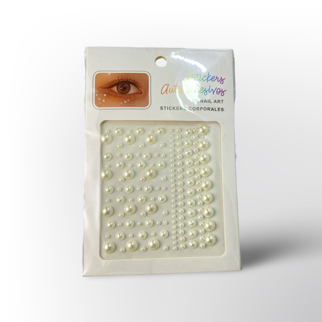 Stickers Autoadhesivos de Perlas 3D para Uñas y Decoración Corporal