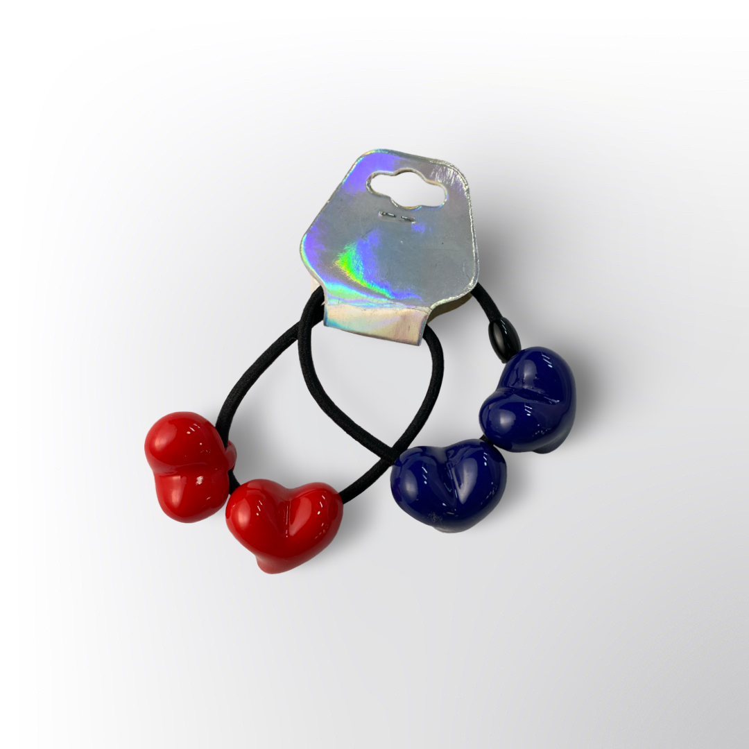 Colitas para el Cabello con Corazones de Plástico – Pack x2, Disponibles en 2 Referencias