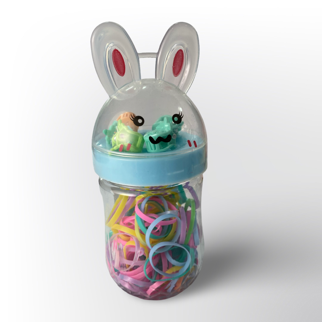 Set de Ligas de Colores para el Cabello con Envase de Conejito – Accesorios Infantiles