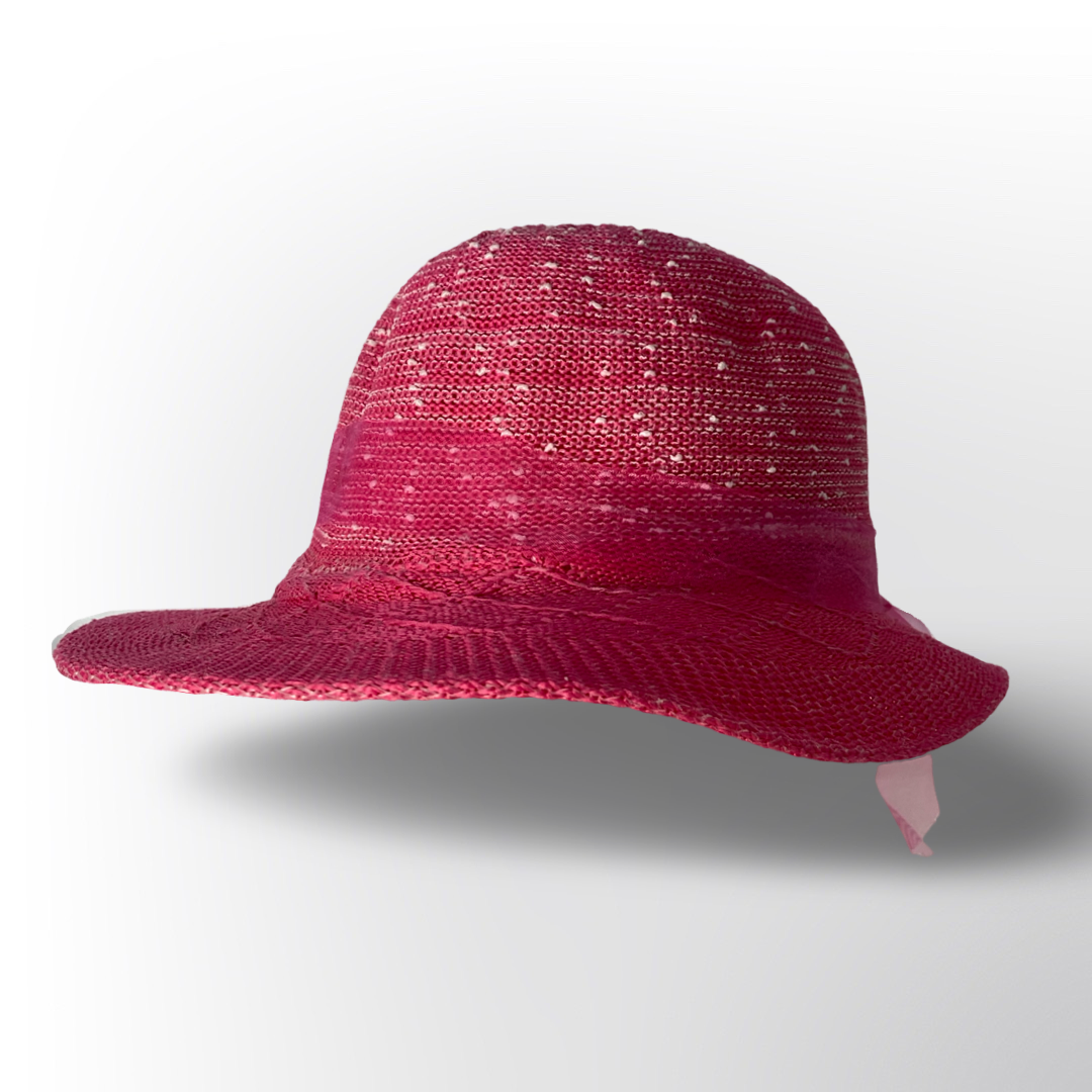 Sombrero de Playa Tejido para Niña Color Fucsia – Elegante y Fresco para Verano
