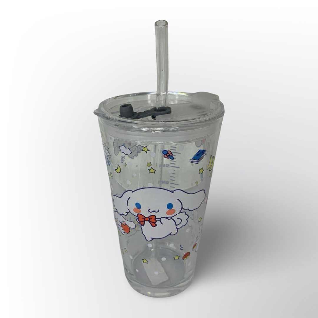 Vaso Cinnamoroll Transparente con Pitillo Reutilizable Con Motivos