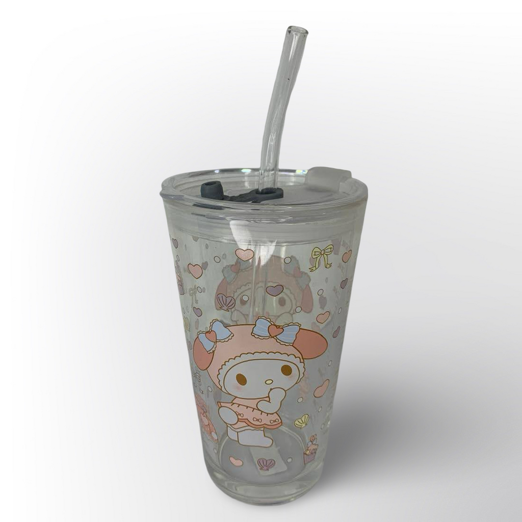 Vaso Cinnamoroll Transparente con Pitillo Reutilizable Con Motivos