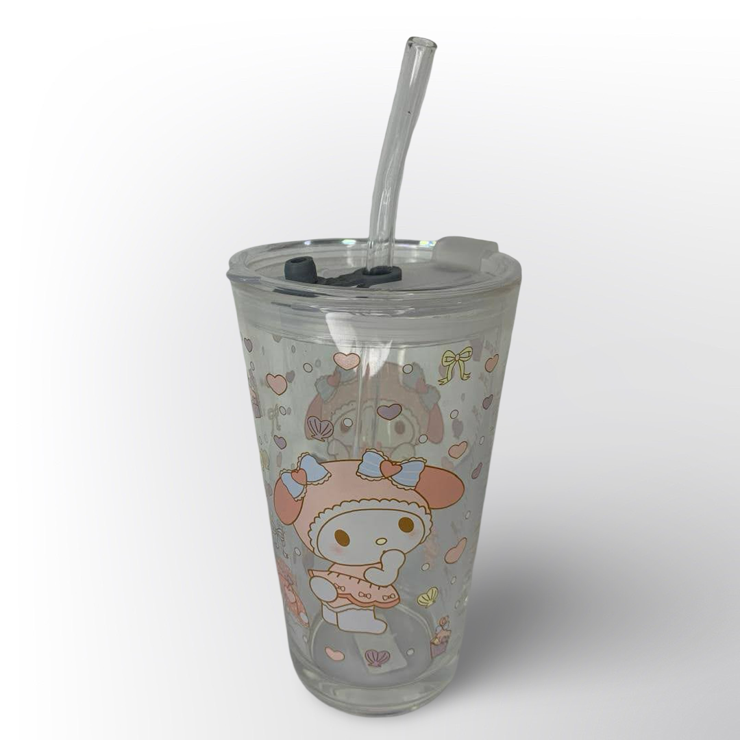 Vaso Cinnamoroll Transparente con Pitillo Reutilizable Con Motivos