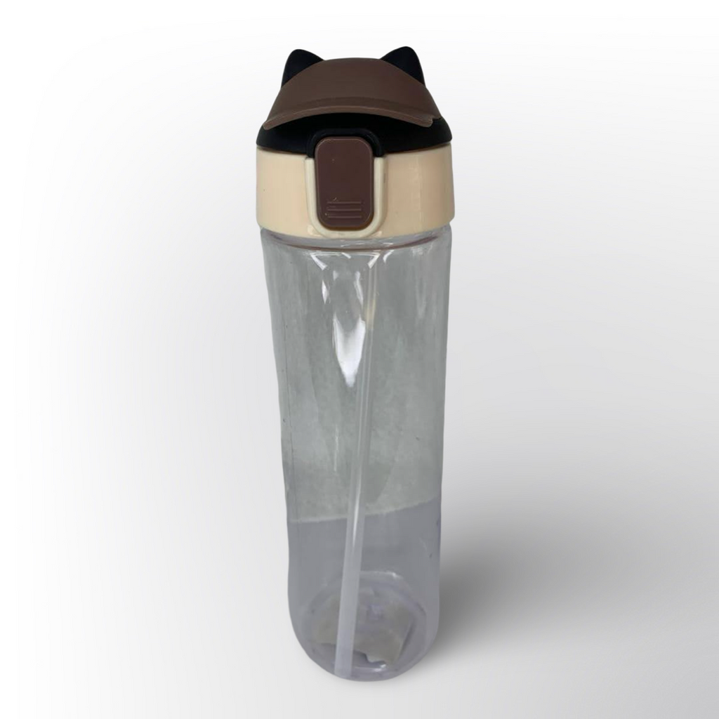 Botella de Agua con Pajilla Diseño Oídos de Gato – Infantil y Deportiva, 2 Colores
