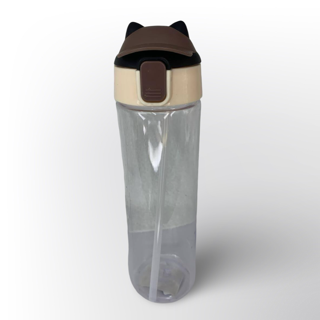 Botella de Agua con Pajilla Diseño Oídos de Gato – Infantil y Deportiva, 2 Colores