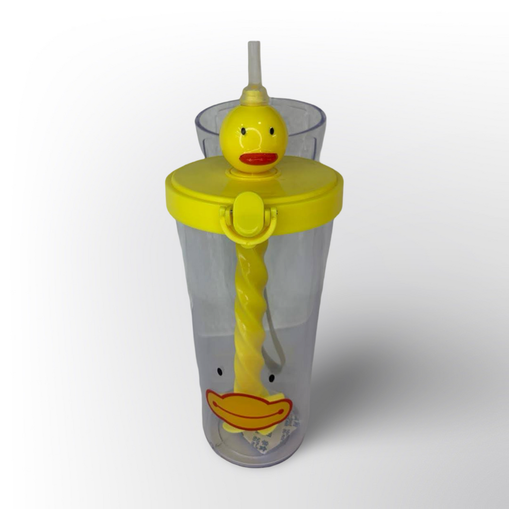 Vaso Infantil con Sorbete en Espiral y Tapa de Figurita — Modelos Osito Marrón y Patito Amarillo
