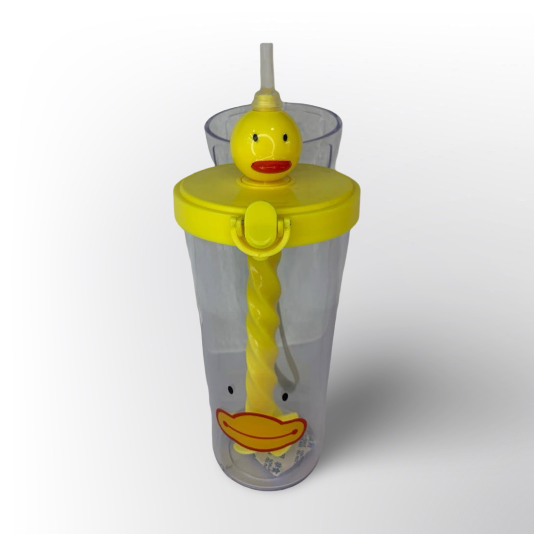 Vaso Infantil con Sorbete en Espiral y Tapa de Figurita — Modelos Osito Marrón y Patito Amarillo