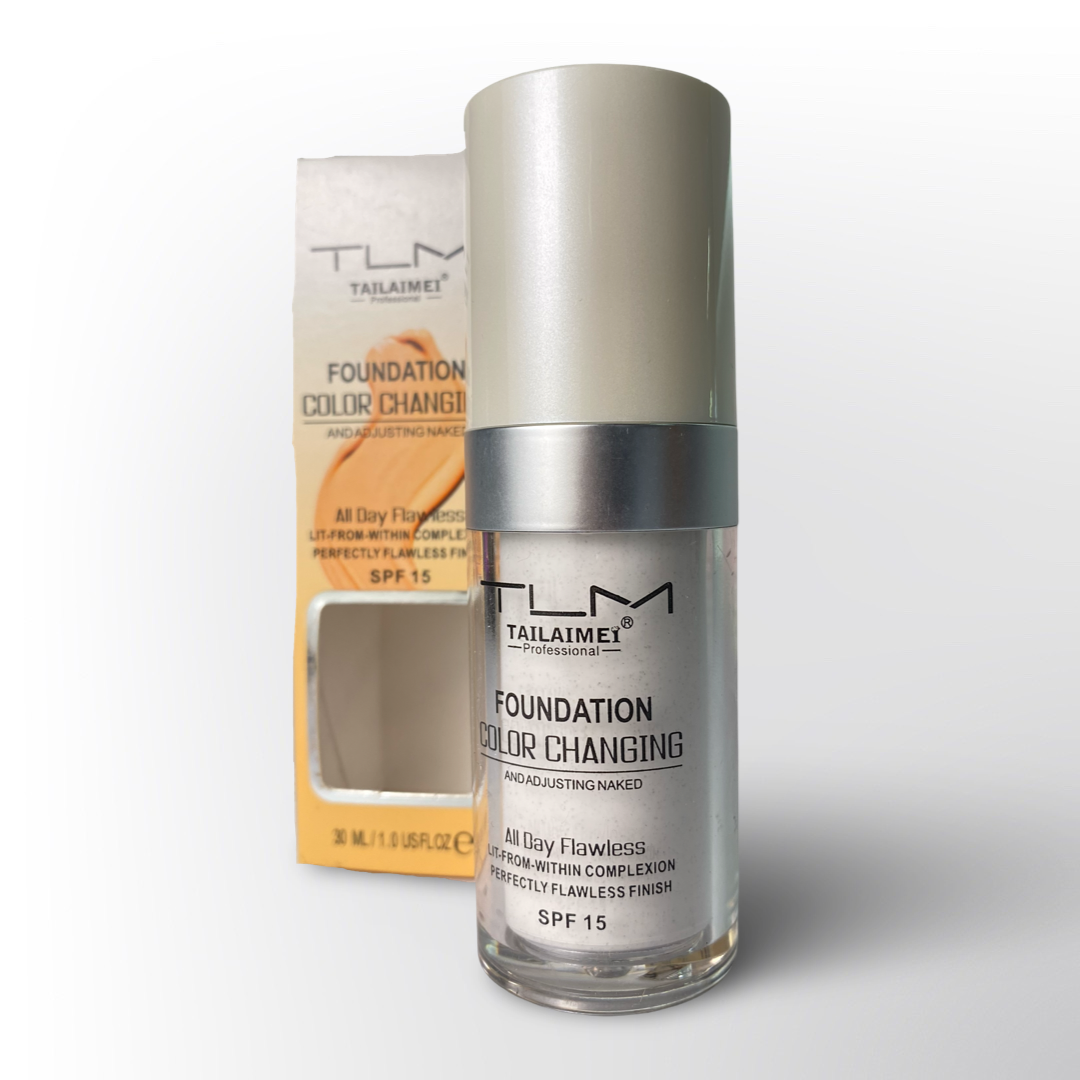 Base de Maquillaje TLM Color Changing 30ml – Foundation Ajustable al Tono de Piel con SPF 15 Acabado Natural
