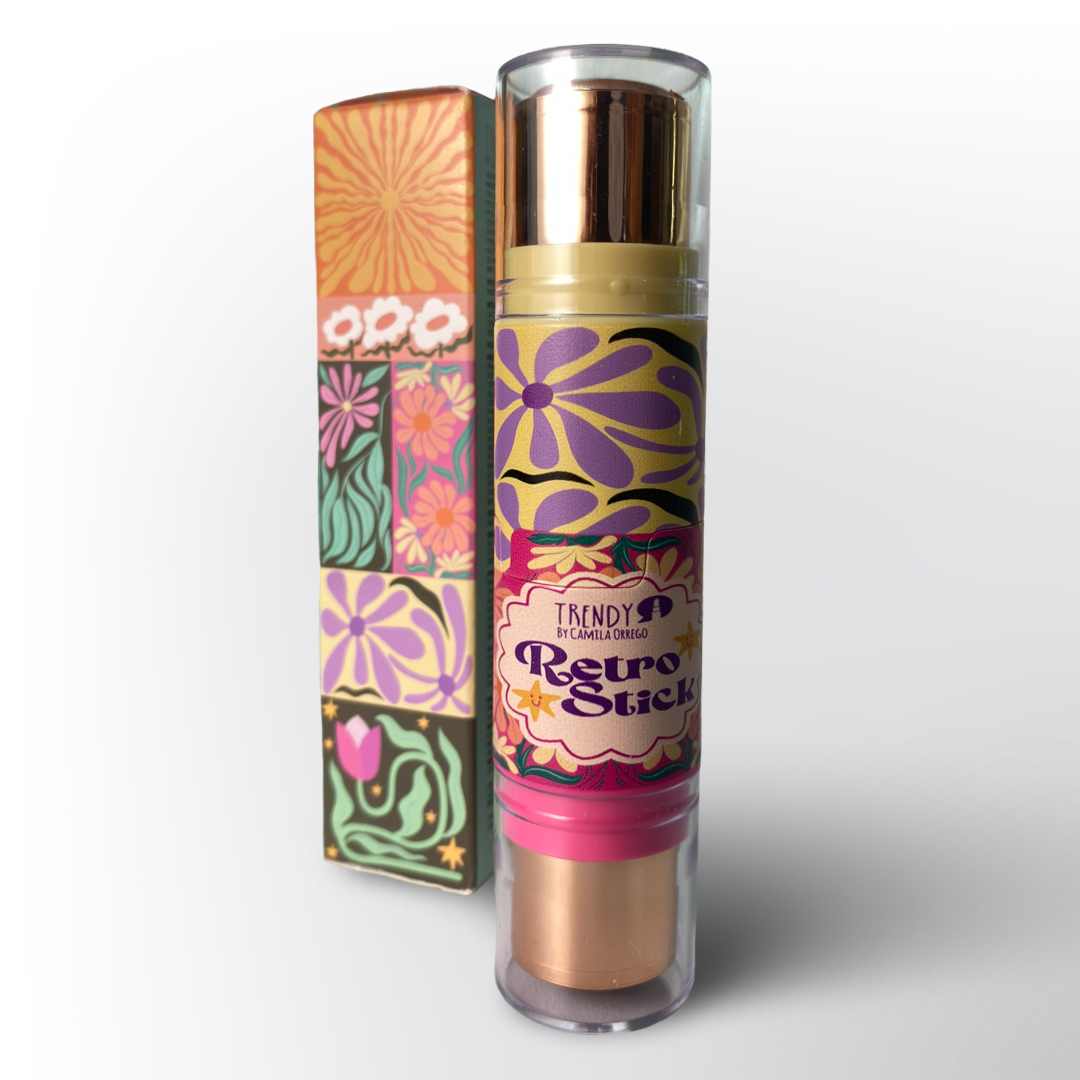 Trendy Retro Stick by Camila Orrego – Rubor e Iluminador en Barra Multifuncional de Larga Duración