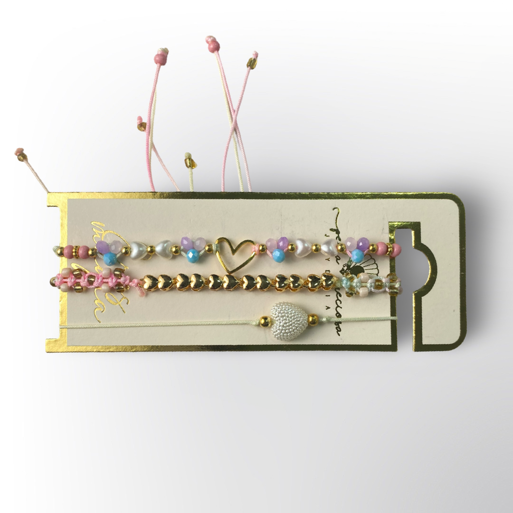 Pulseras tobilleras de Perlas de Colores "Deja tu Huella" - Set de 3 para Mujer