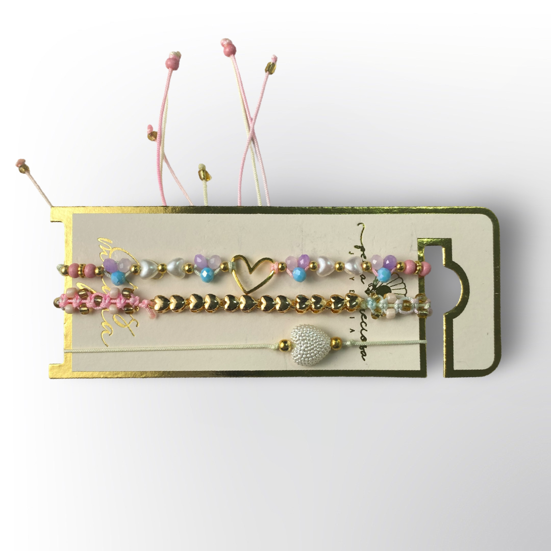 Pulseras tobilleras de Perlas de Colores "Deja tu Huella" - Set de 3 para Mujer