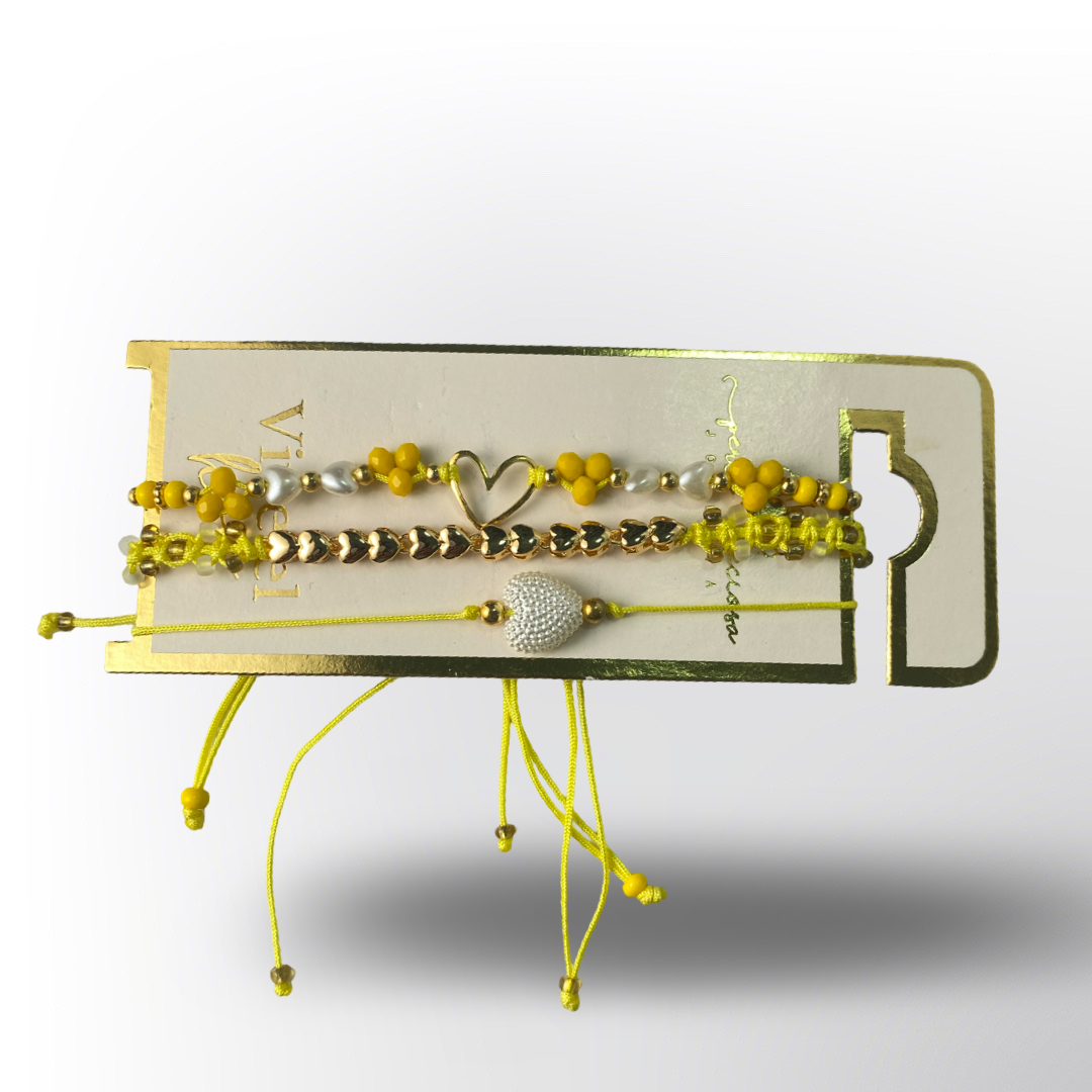 Pulseras tobilleras de Perlas de Colores "Deja tu Huella" - Set de 3 para Mujer