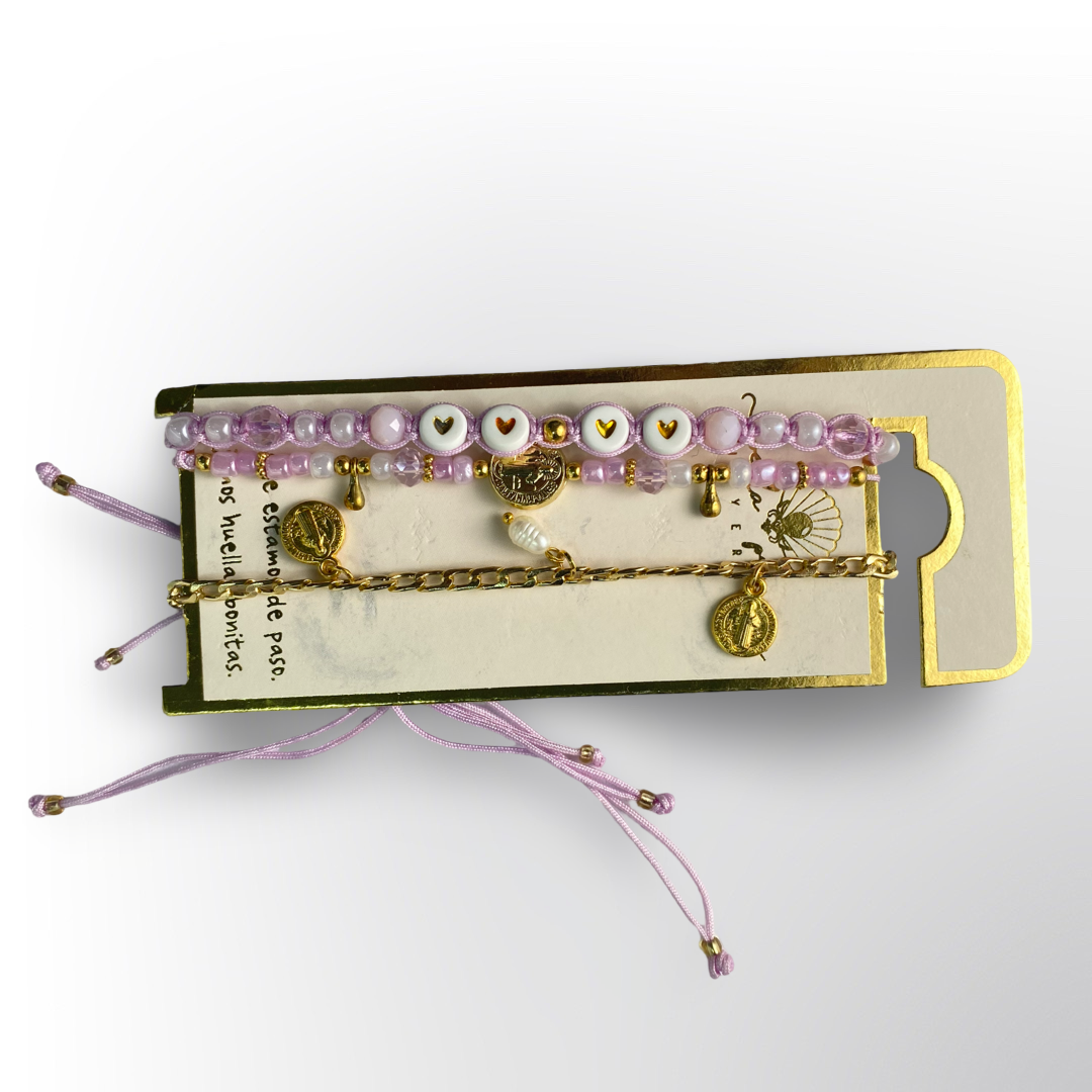 Pulseras tobilleras de Perlas de Colores "Deja tu Huella" - Set de 3 para Mujer