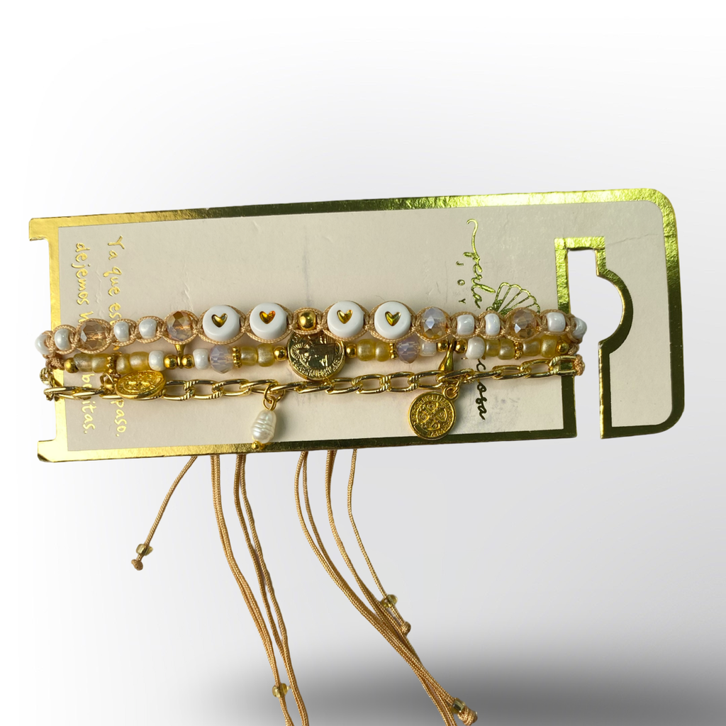 Pulseras tobilleras de Perlas de Colores "Deja tu Huella" - Set de 3 para Mujer